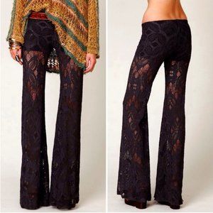 NIGHTCAP X FREE PEOPLE BLACK LACE BELL BOTTOMS